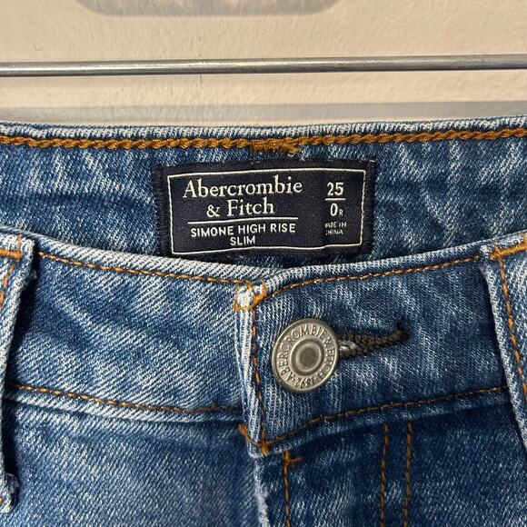 Abercrombie‎ & Fitch Simone High Rise Slim Straight Leg Jeans Size 25 0P Classic - Picture 2 of 7